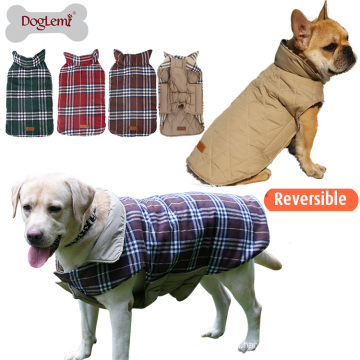 Reversible England Checked Design Winter Apparel Sport Pet Dog Jacket